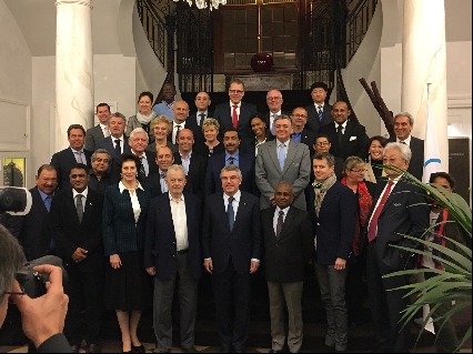 Group photo with IOC Sport and Active Society Commission members